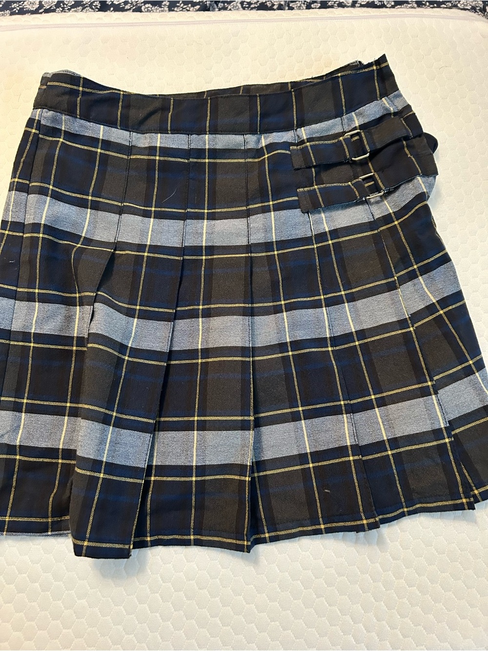 French Toast Black, Blue & Yellow Plaid Pleated School Skirt